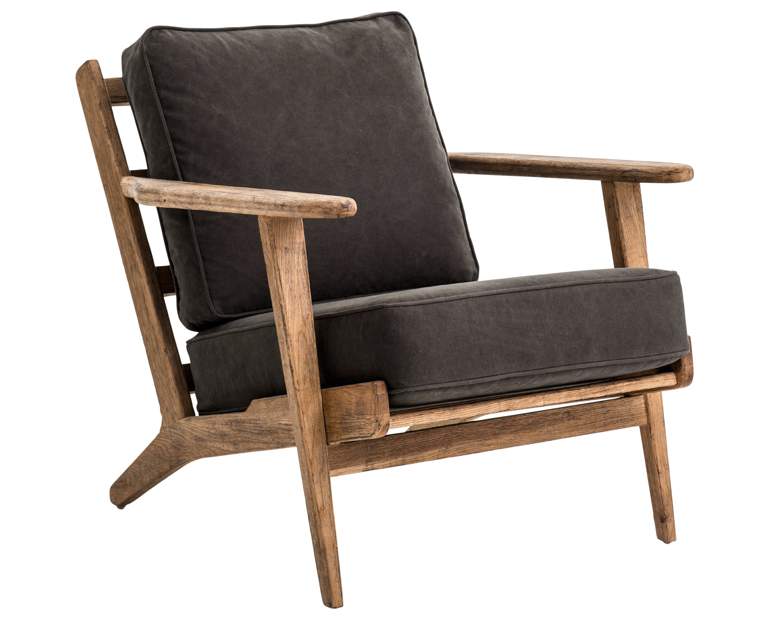 Stonewash Dark Green Fabric with Distressed Washed Old Oak | Brooks Lounge Chair | Valley Ridge Furniture