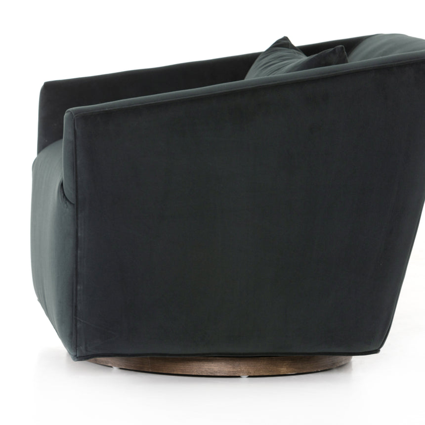 Modern Velvet Smoke Fabric with Burnt Sepia Banak | York Swivel Chair | Valley Ridge Furniture
