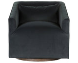 Modern Velvet Smoke Fabric with Burnt Sepia Banak | York Swivel Chair | Valley Ridge Furniture