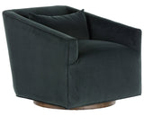 Modern Velvet Smoke Fabric with Burnt Sepia Banak | York Swivel Chair | Valley Ridge Furniture