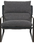 Thames Ash Fabric & Umber Black Leather with Bronze Gunmetal Iron | Emmett Sling Chair | Valley Ridge Furniture
