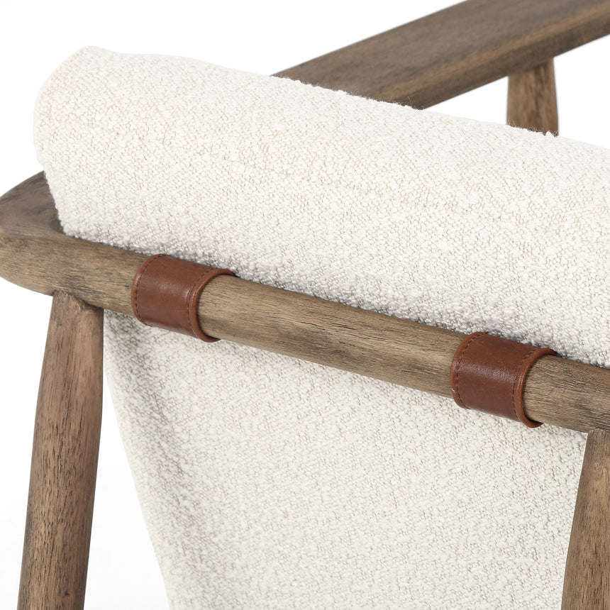 Knoll Natural Fabric & Distressed Natural Parawood with Dakota Tobacco Leather | Arnett Chair | Valley Ridge Furniture