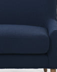 Copenhagen Indigo Fabric with Toasted Parawood | Marlow Wing Chair | Valley Ridge Furniture