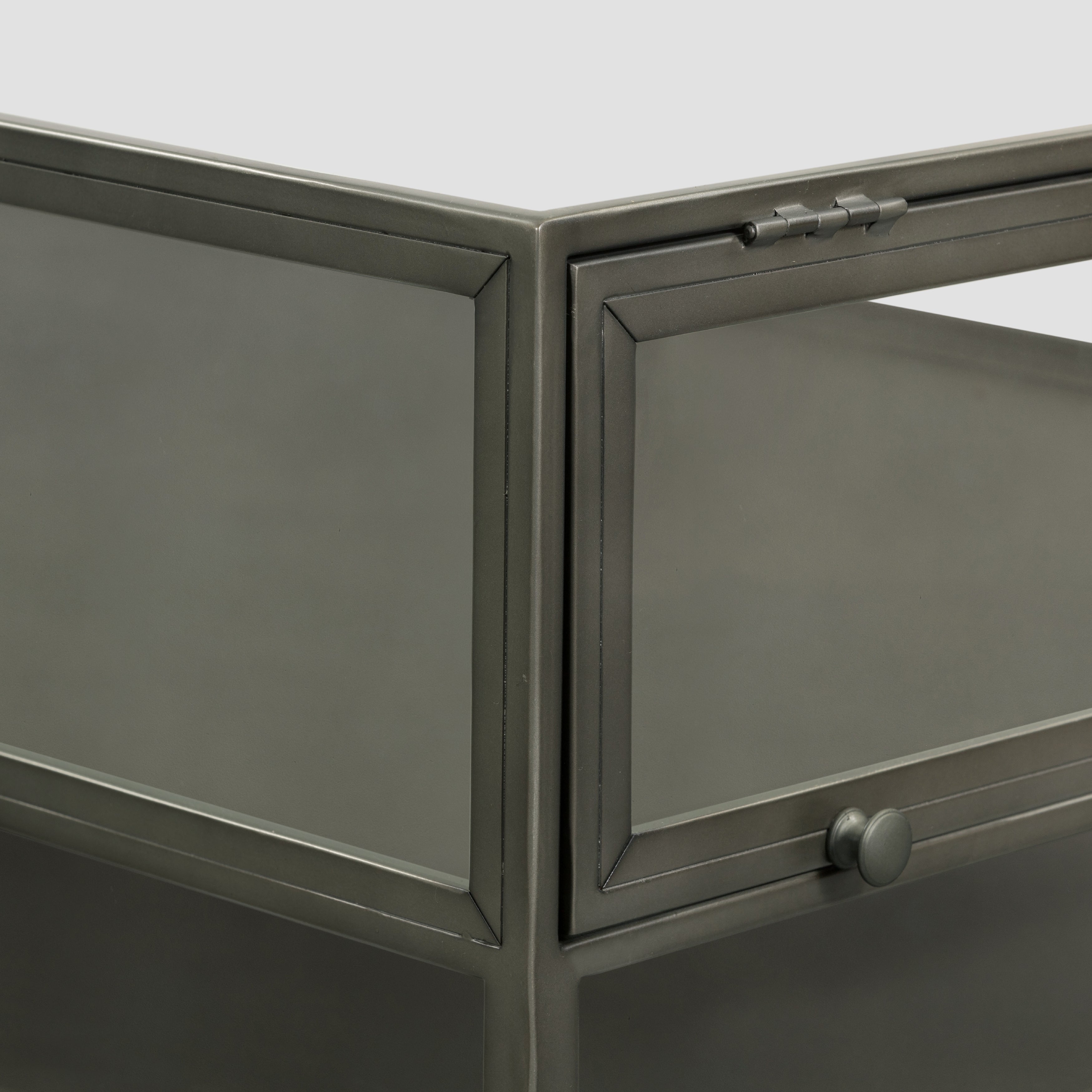 Gunmetal Antimony &amp; Tempered Glass | Shadow Box Coffee Table | Valley Ridge Furniture