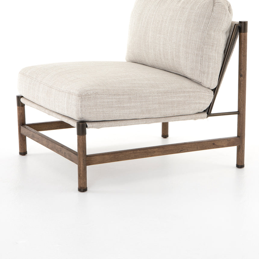 Gable Taupe Fabric & Distressed Natural Parawood with Aged Bronze Iron | Memphis Chair | Valley Ridge Furniture