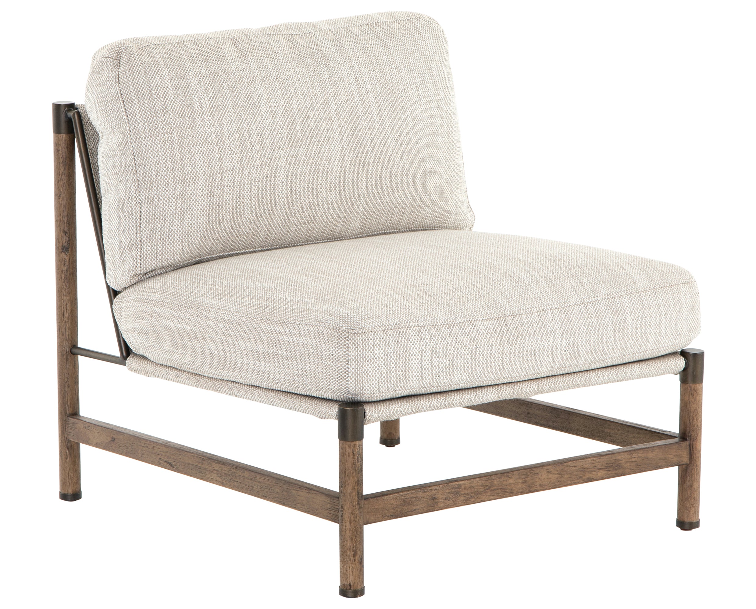 Gable Taupe Fabric &amp; Distressed Natural Parawood with Aged Bronze Iron | Memphis Chair | Valley Ridge Furniture