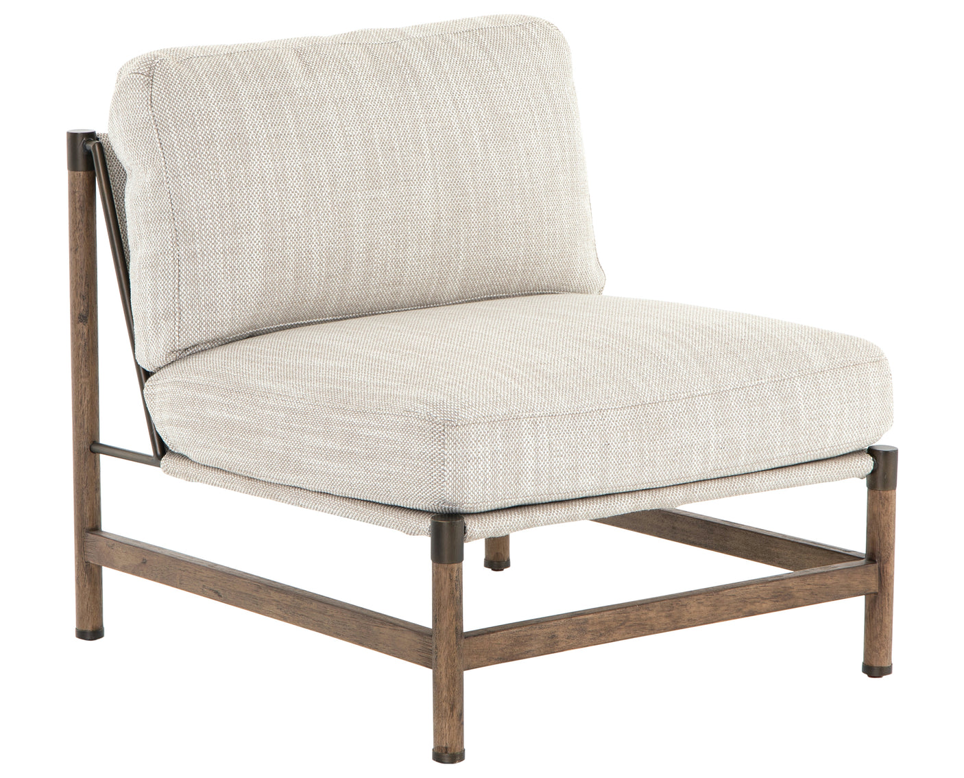 Gable Taupe Fabric & Distressed Natural Parawood with Aged Bronze Iron | Memphis Chair | Valley Ridge Furniture