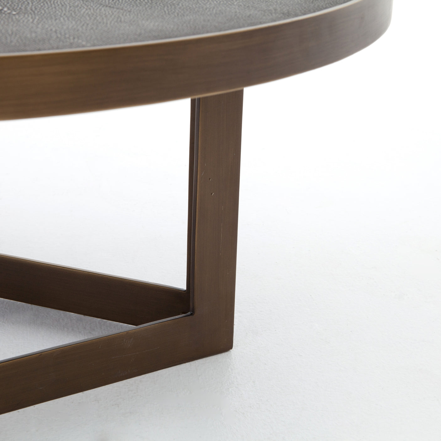 Grey Shagreen & Antique Brass | Shagreen Round Coffee Table