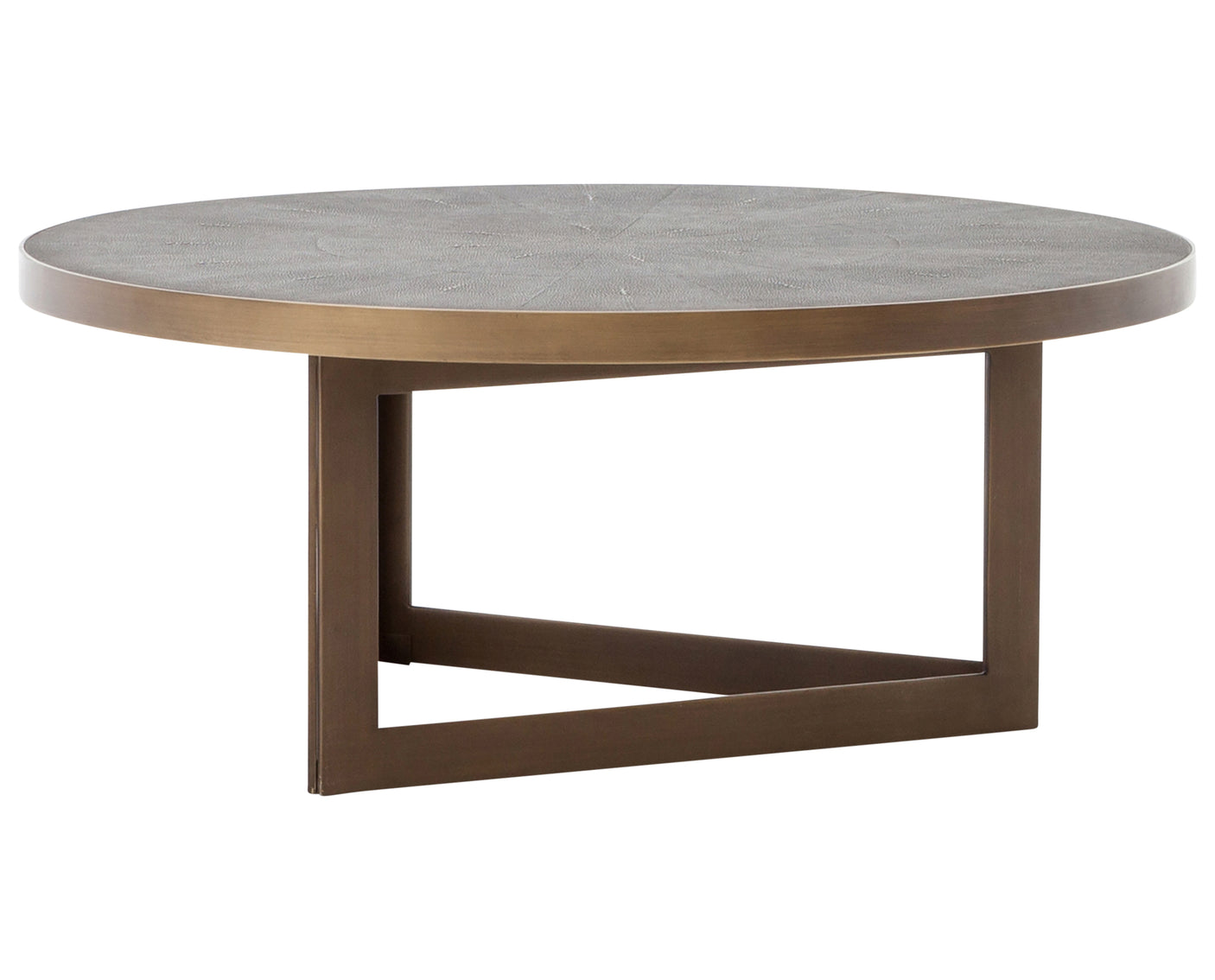 Grey Shagreen & Antique Brass | Shagreen Round Coffee Table