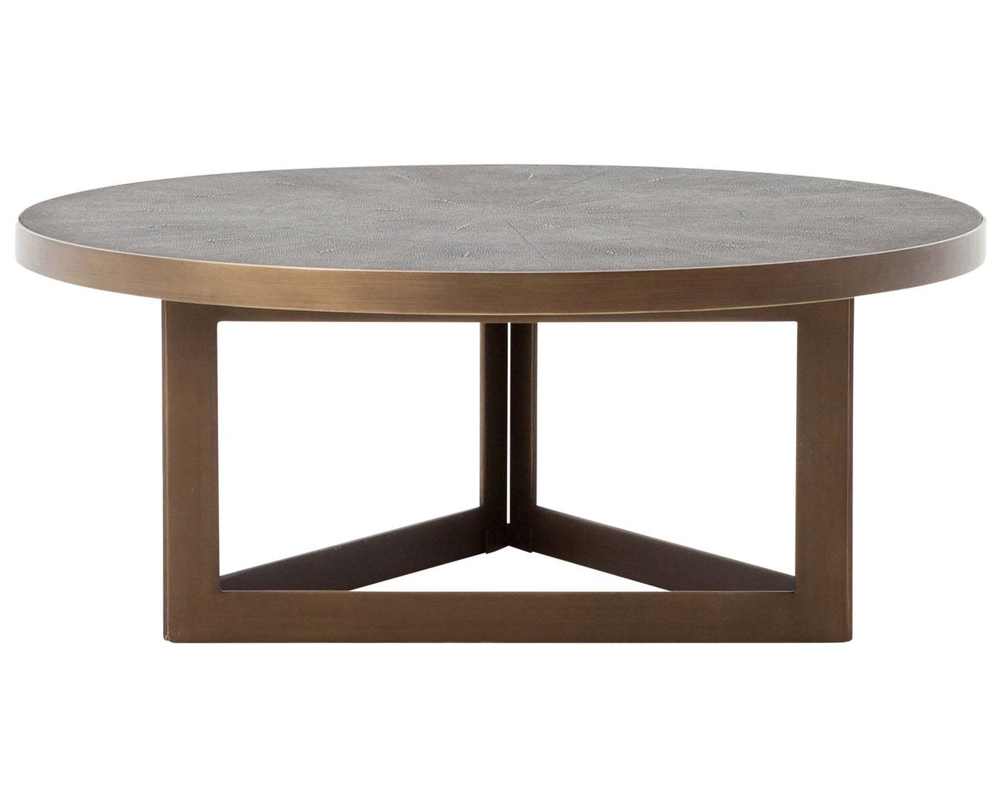 Grey Shagreen & Antique Brass | Shagreen Round Coffee Table