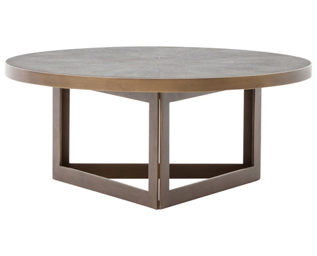 Grey Shagreen & Antique Brass | Shagreen Round Coffee Table