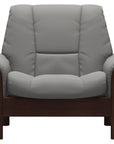 Paloma Leather Silver Grey and Brown Base | Stressless Buckingham Low Back Chair | Valley Ridge Furniture