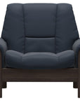 Paloma Leather Oxford Blue and Wenge Base | Stressless Buckingham Low Back Chair | Valley Ridge Furniture