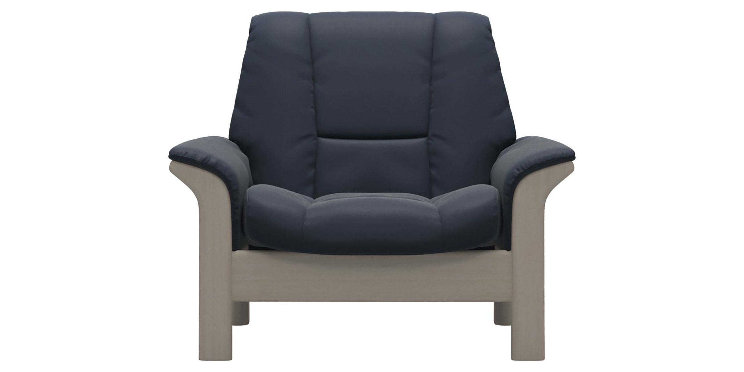 Paloma Leather Oxford Blue and Whitewash Base | Stressless Buckingham Low Back Chair | Valley Ridge Furniture