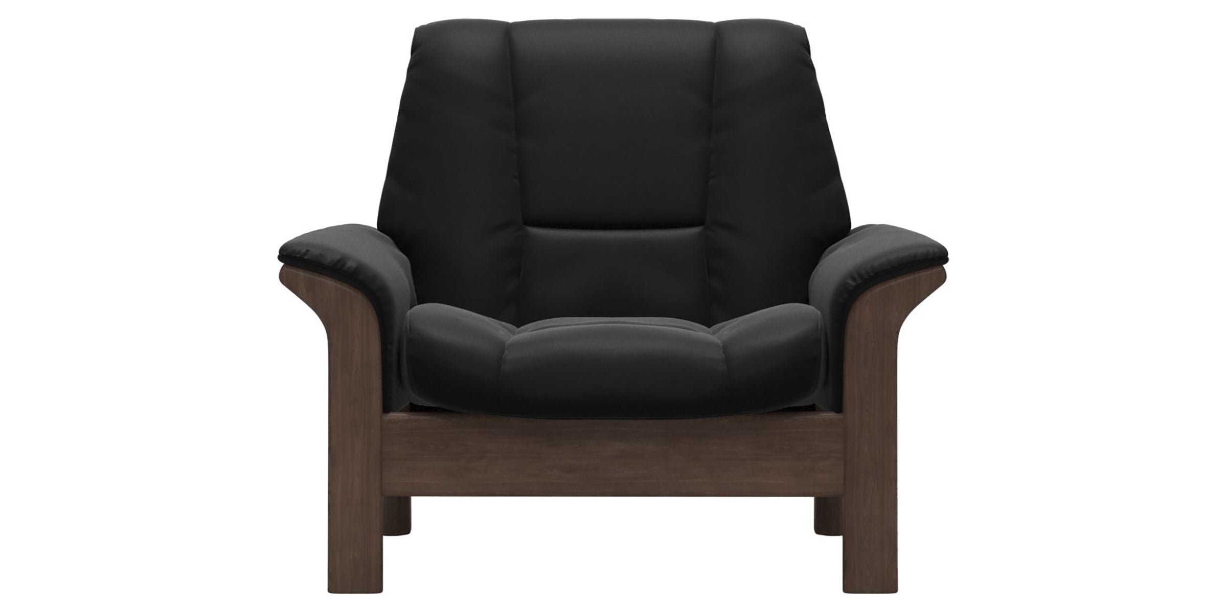 Paloma Leather Black and Walnut Base | Stressless Buckingham Low Back Chair | Valley Ridge Furniture