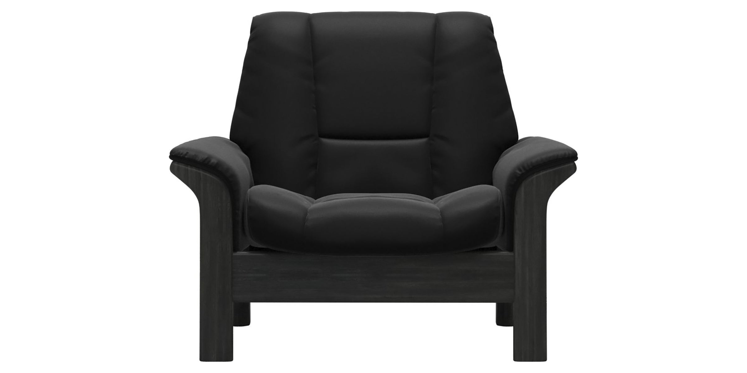 Paloma Leather Black and Grey Base | Stressless Buckingham Low Back Chair | Valley Ridge Furniture