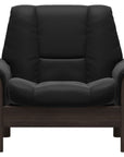 Paloma Leather Black and Wenge Base | Stressless Buckingham Low Back Chair | Valley Ridge Furniture