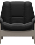Paloma Leather Black and Whitewash Base | Stressless Buckingham Low Back Chair | Valley Ridge Furniture