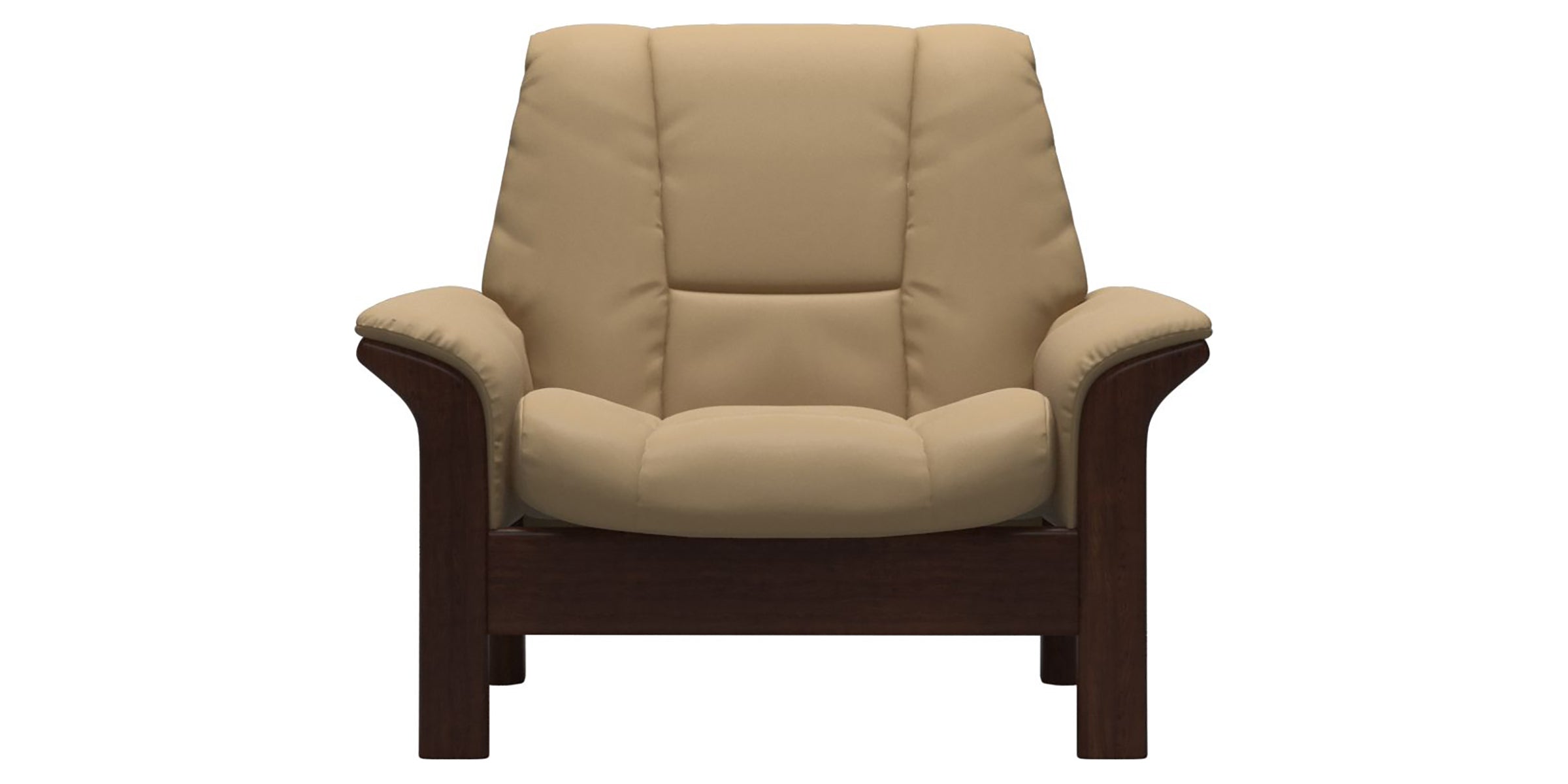 Paloma Leather Sand and Brown Base | Stressless Buckingham Low Back Chair | Valley Ridge Furniture