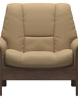 Paloma Leather Sand and Walnut Base | Stressless Buckingham Low Back Chair | Valley Ridge Furniture