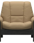 Paloma Leather Sand and Grey Base | Stressless Buckingham Low Back Chair | Valley Ridge Furniture