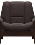 Paloma Leather Chocolate and Brown Base | Stressless Buckingham Low Back Chair | Valley Ridge Furniture