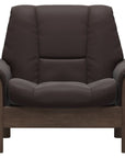 Paloma Leather Chocolate and Walnut Base | Stressless Buckingham Low Back Chair | Valley Ridge Furniture