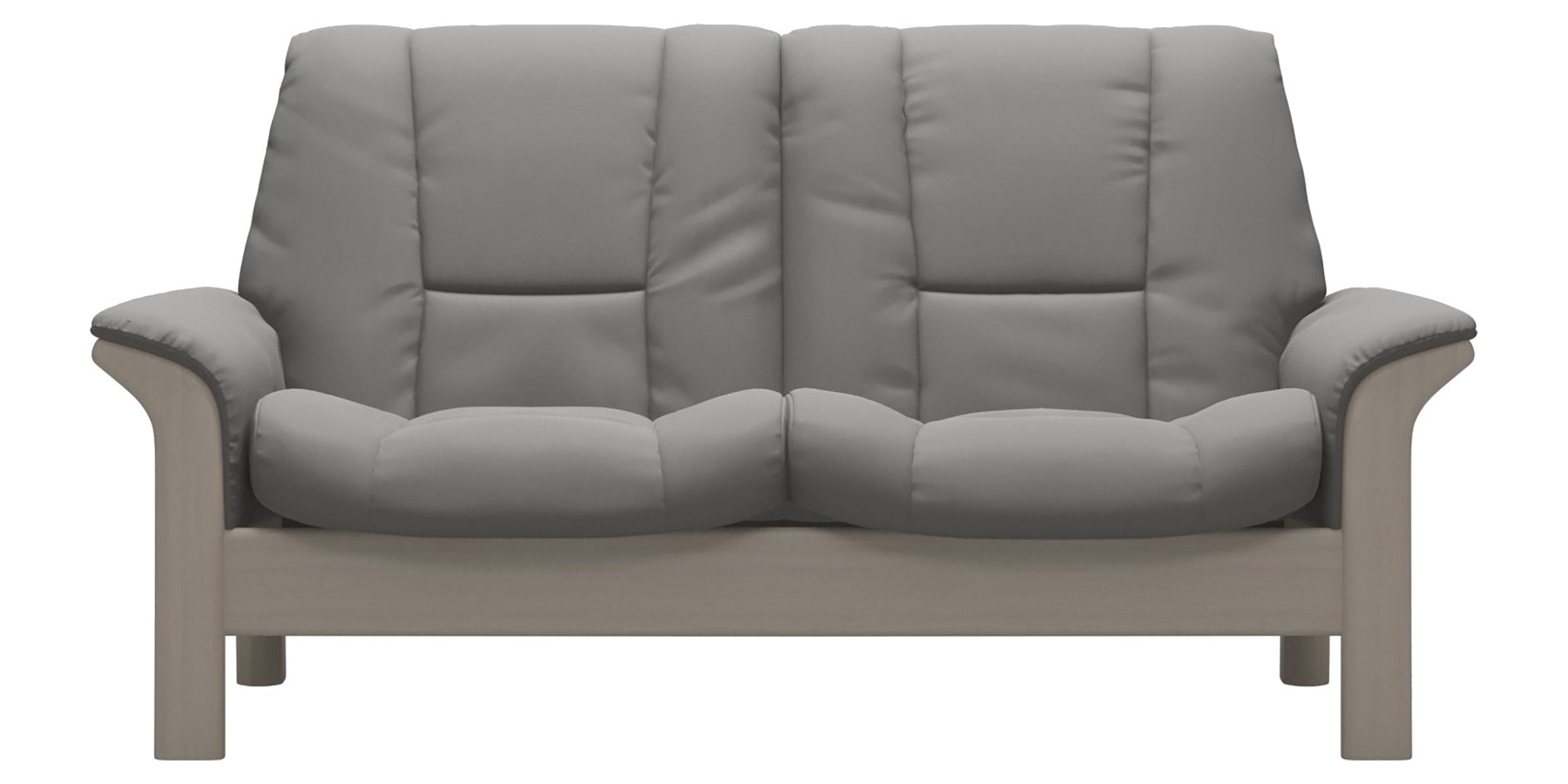 Paloma Leather Silver Grey and Whitewash Base | Stressless Buckingham 2-Seater Low Back Sofa | Valley Ridge Furniture