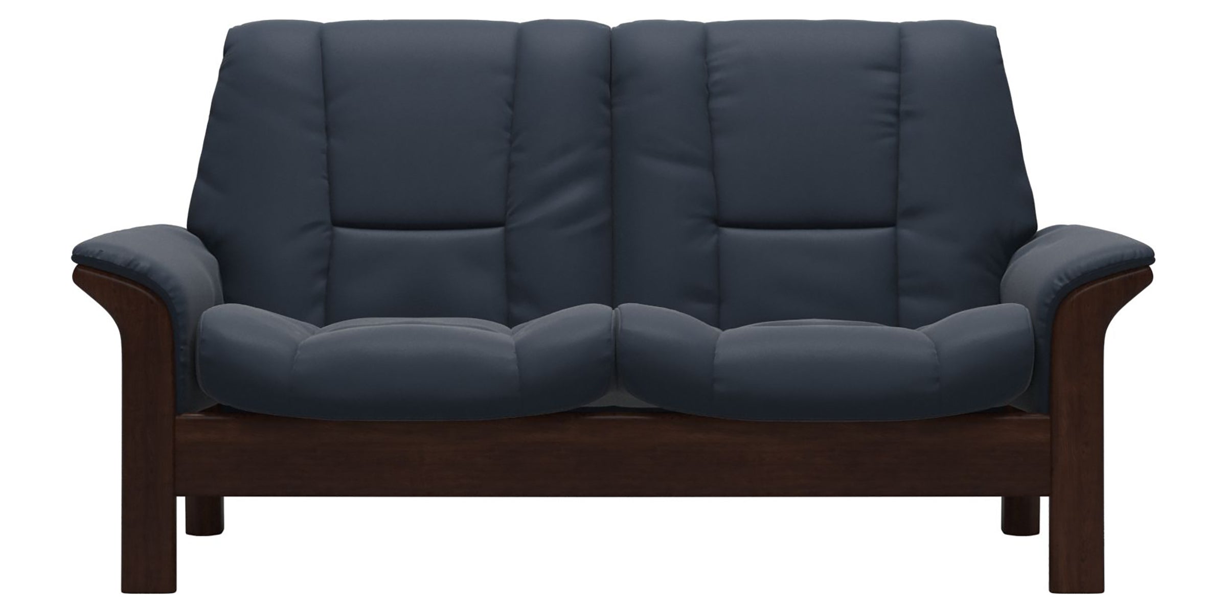 Paloma Leather Oxford Blue and Brown Base | Stressless Buckingham 2-Seater Low Back Sofa | Valley Ridge Furniture