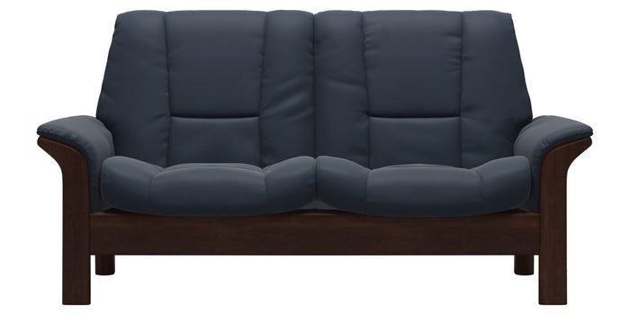 Paloma Leather Oxford Blue & Brown Base | Stressless Buckingham 2-Seater Low Back Sofa | Valley Ridge Furniture