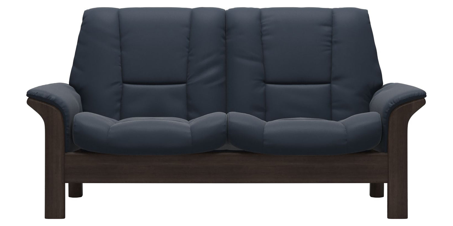 Paloma Leather Oxford Blue and Wenge Base | Stressless Buckingham 2-Seater Low Back Sofa | Valley Ridge Furniture