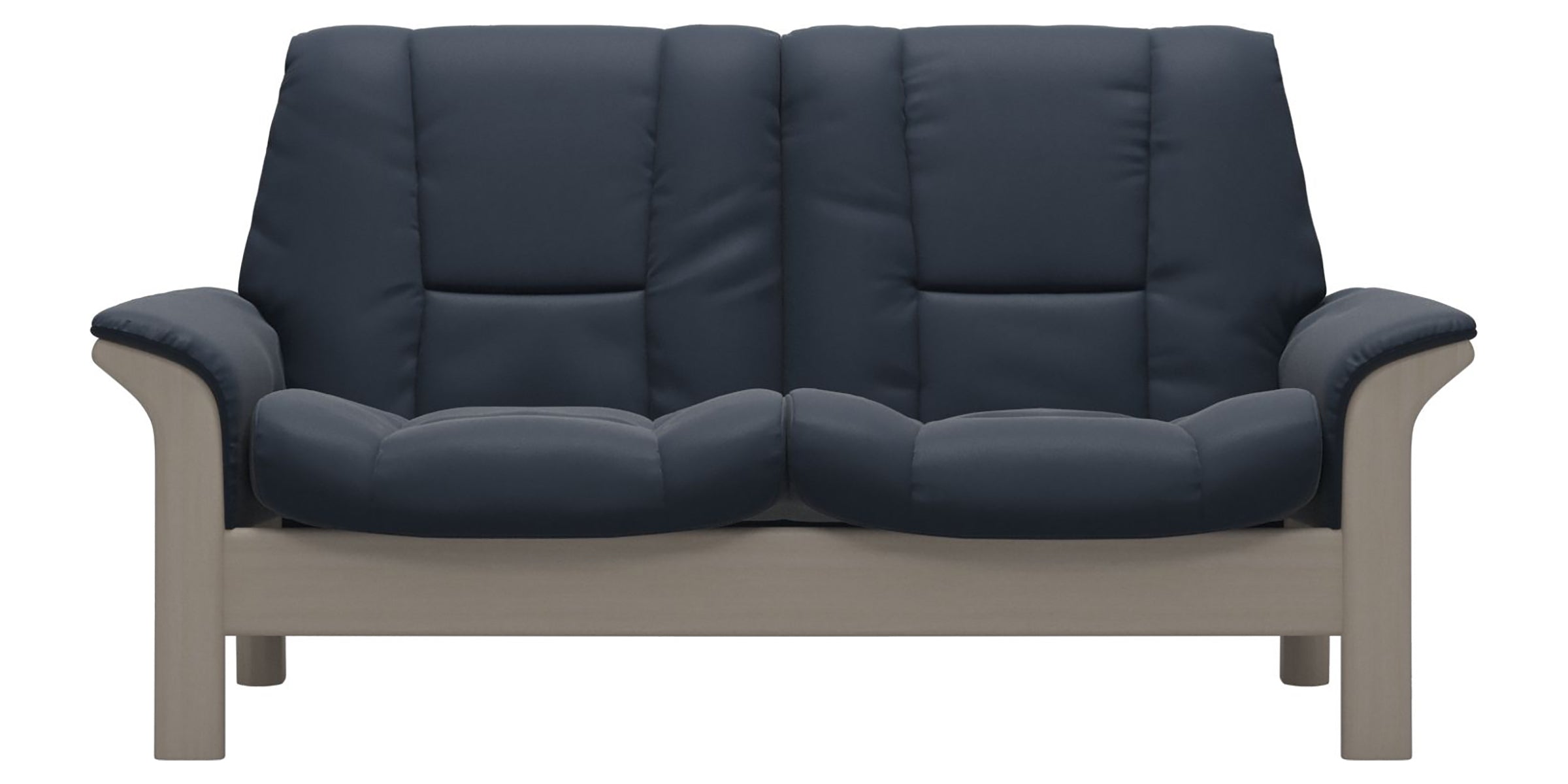 Paloma Leather Oxford Blue and Whitewash Base | Stressless Buckingham 2-Seater Low Back Sofa | Valley Ridge Furniture