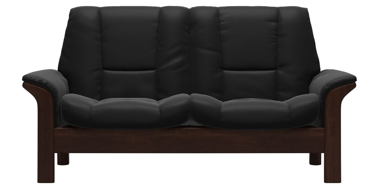 Paloma Leather Black and Brown Base | Stressless Buckingham 2-Seater Low Back Sofa | Valley Ridge Furniture
