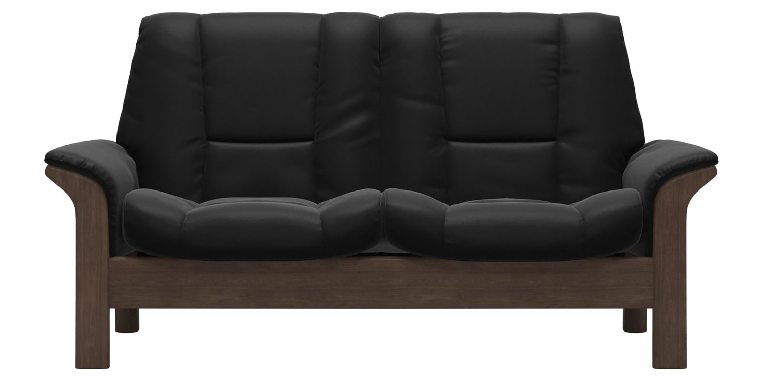 Paloma Leather Black and Walnut Base | Stressless Buckingham 2-Seater Low Back Sofa | Valley Ridge Furniture