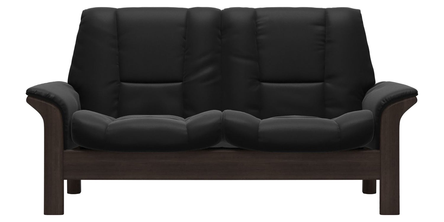 Paloma Leather Black and Wenge Base | Stressless Buckingham 2-Seater Low Back Sofa | Valley Ridge Furniture