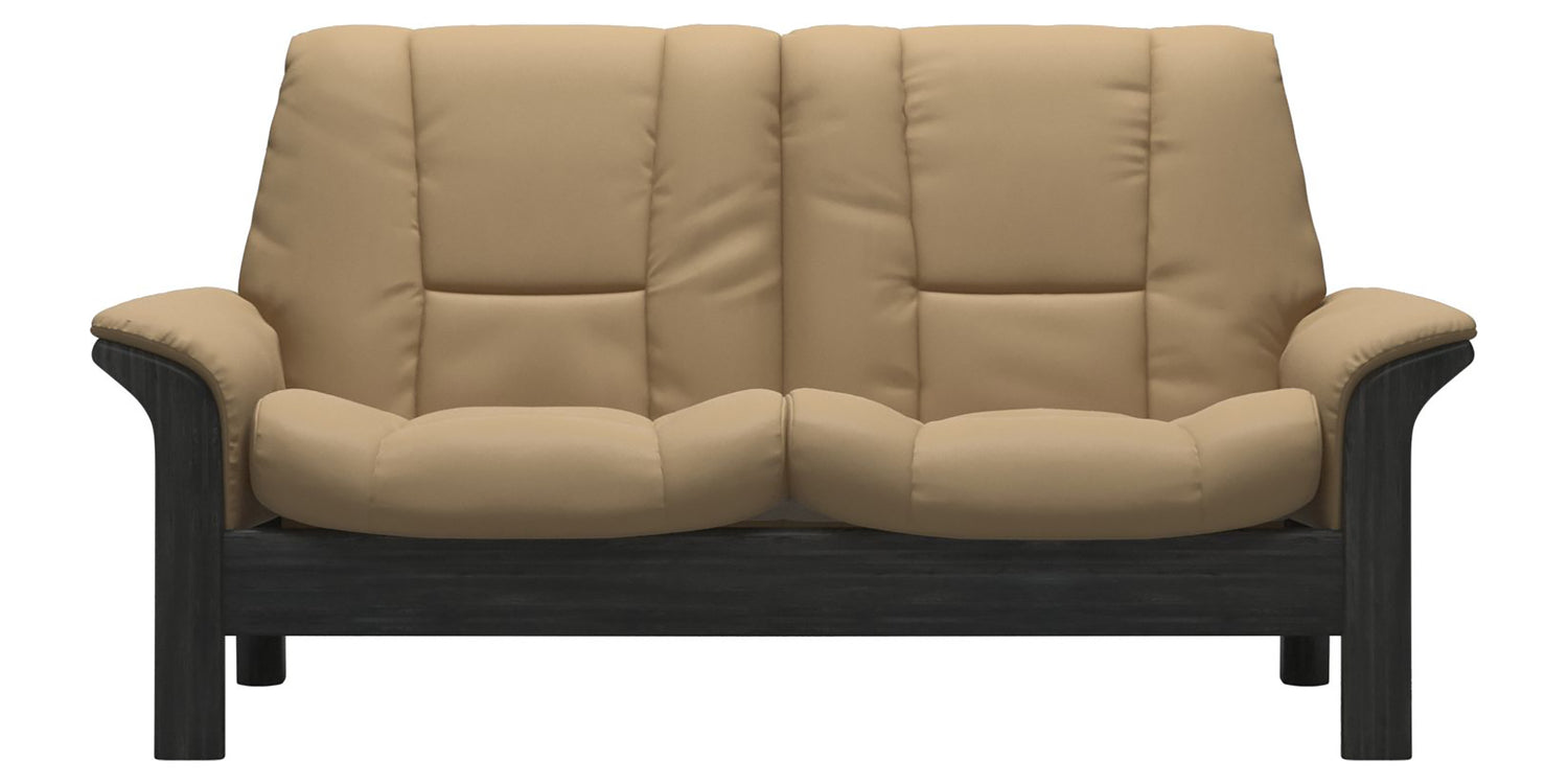 Paloma Leather Sand and Grey Base | Stressless Buckingham 2-Seater Low Back Sofa | Valley Ridge Furniture