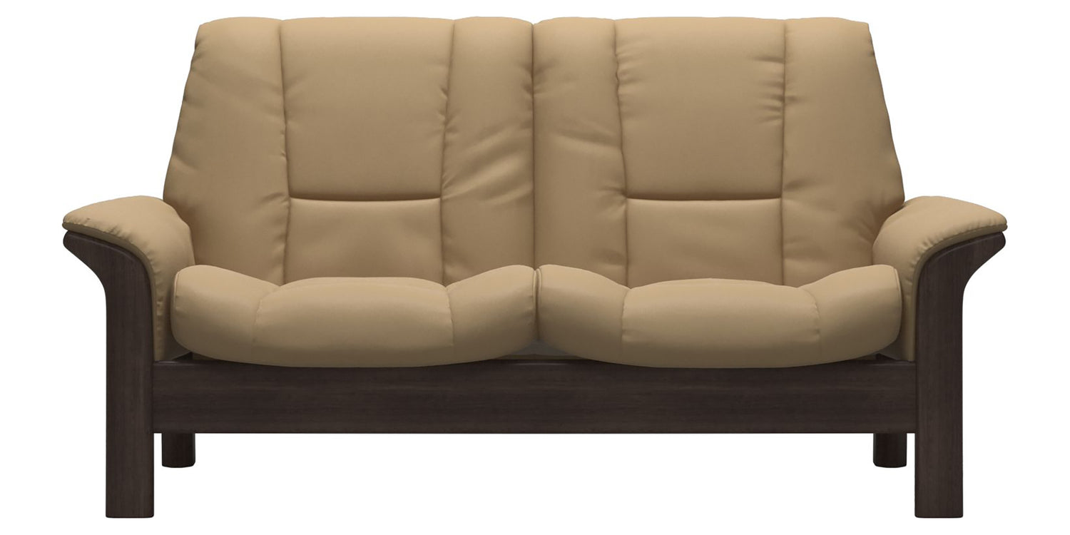 Paloma Leather Sand and Wenge Base | Stressless Buckingham 2-Seater Low Back Sofa | Valley Ridge Furniture