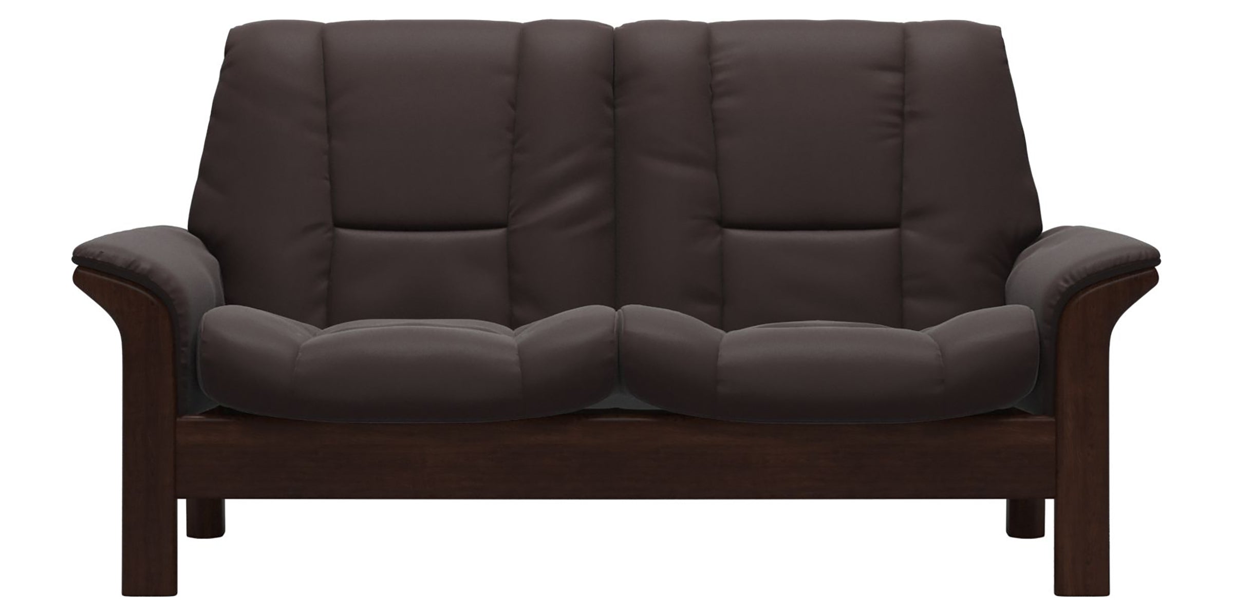 Paloma Leather Chocolate and Brown Base | Stressless Buckingham 2-Seater Low Back Sofa | Valley Ridge Furniture