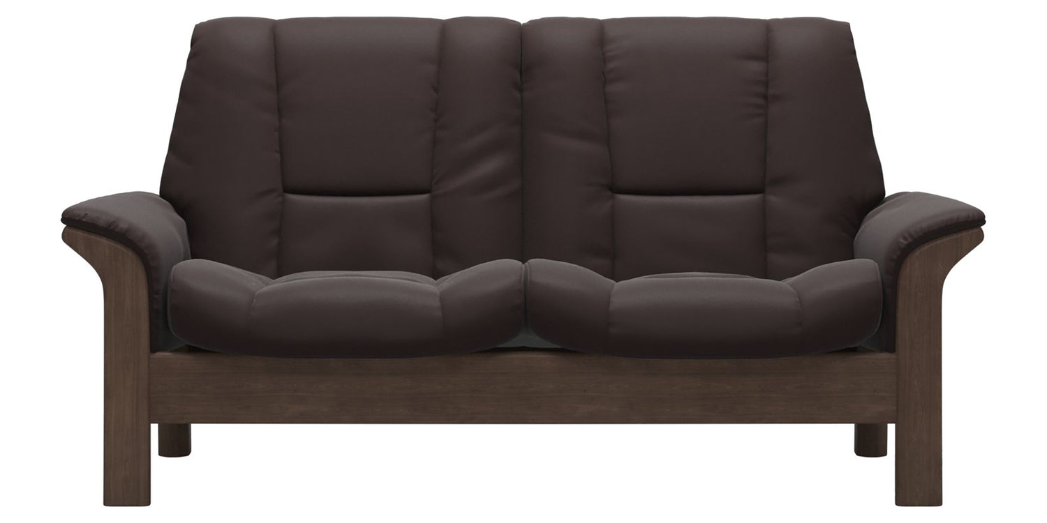 Paloma Leather Chocolate and Walnut Base | Stressless Buckingham 2-Seater Low Back Sofa | Valley Ridge Furniture