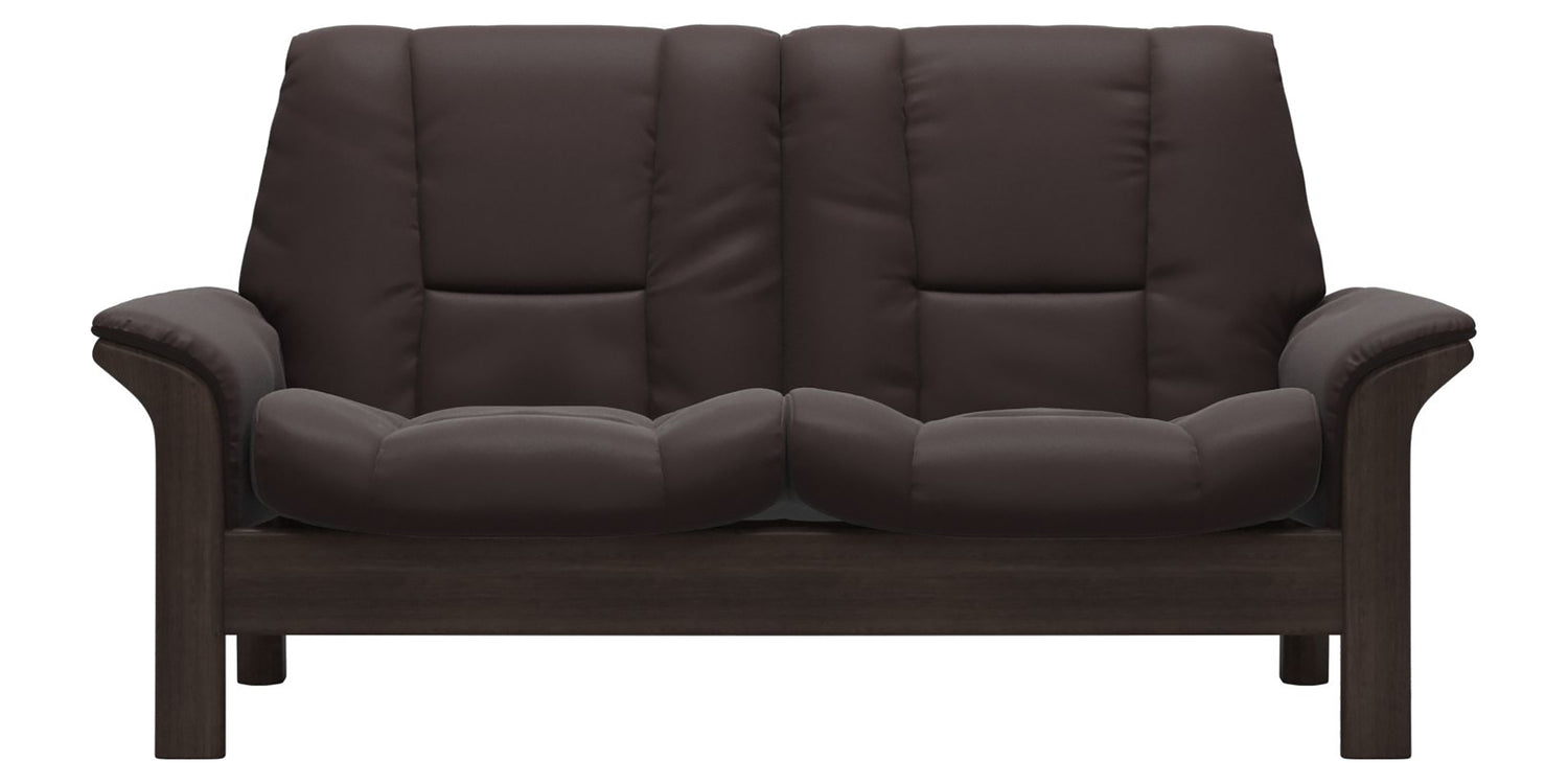 Paloma Leather Chocolate and Wenge Base | Stressless Buckingham 2-Seater Low Back Sofa | Valley Ridge Furniture