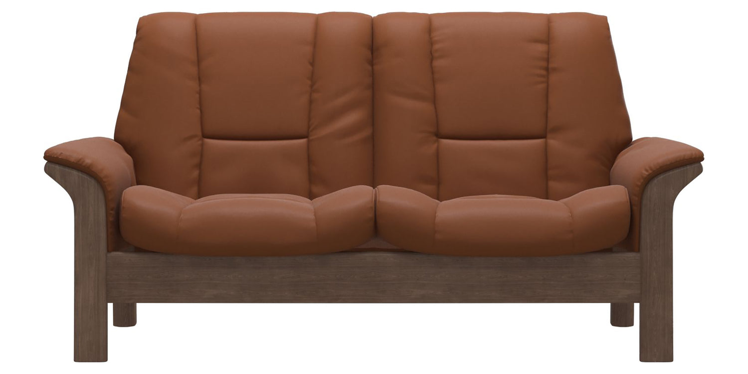 Paloma Leather New Cognac and Walnut Base | Stressless Buckingham 2-Seater Low Back Sofa | Valley Ridge Furniture