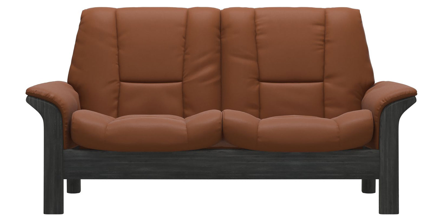 Paloma Leather New Cognac and Grey Base | Stressless Buckingham 2-Seater Low Back Sofa | Valley Ridge Furniture