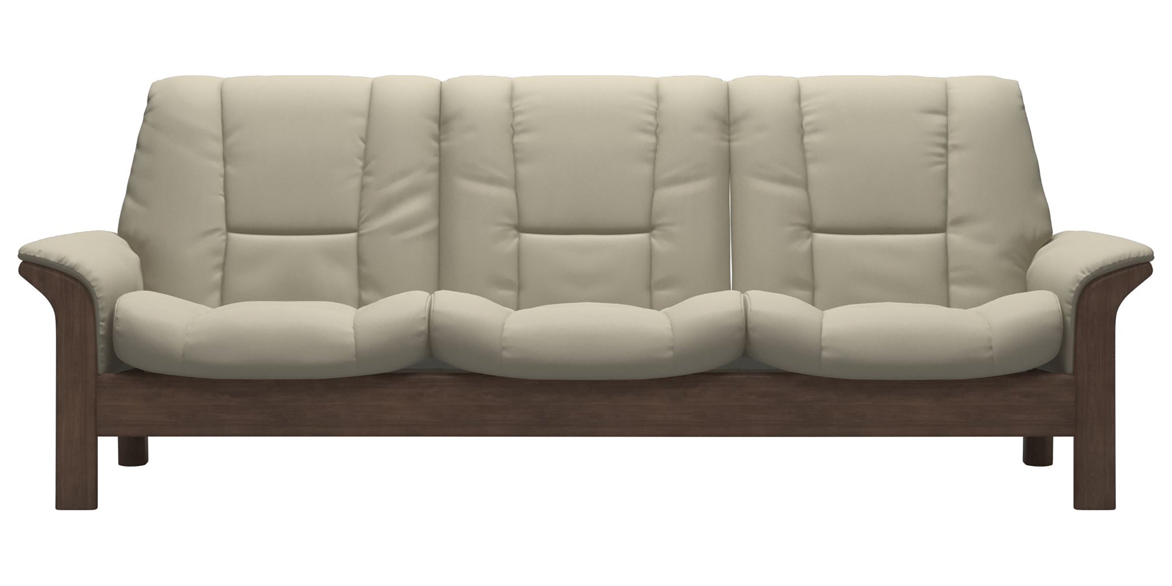 Paloma Leather Light Grey and Walnut Base | Stressless Buckingham 3-Seater Low Back Sofa | Valley Ridge Furniture