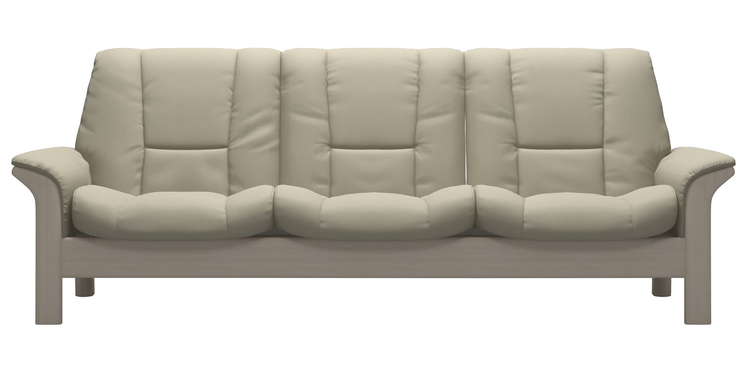 Paloma Leather Light Grey and Whitewash Base | Stressless Buckingham 3-Seater Low Back Sofa | Valley Ridge Furniture