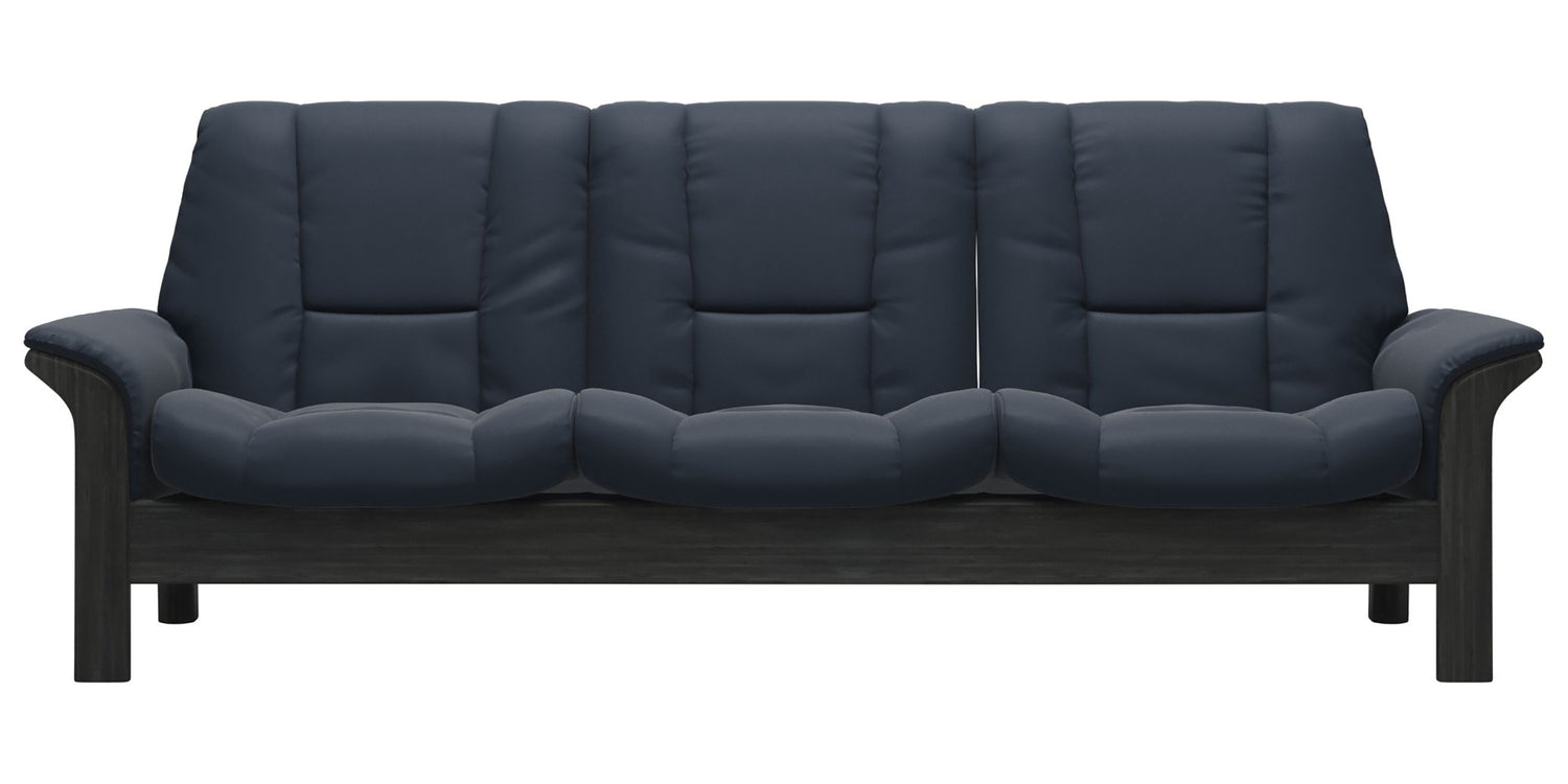 Paloma Leather Oxford Blue and Grey Base | Stressless Buckingham 3-Seater Low Back Sofa | Valley Ridge Furniture
