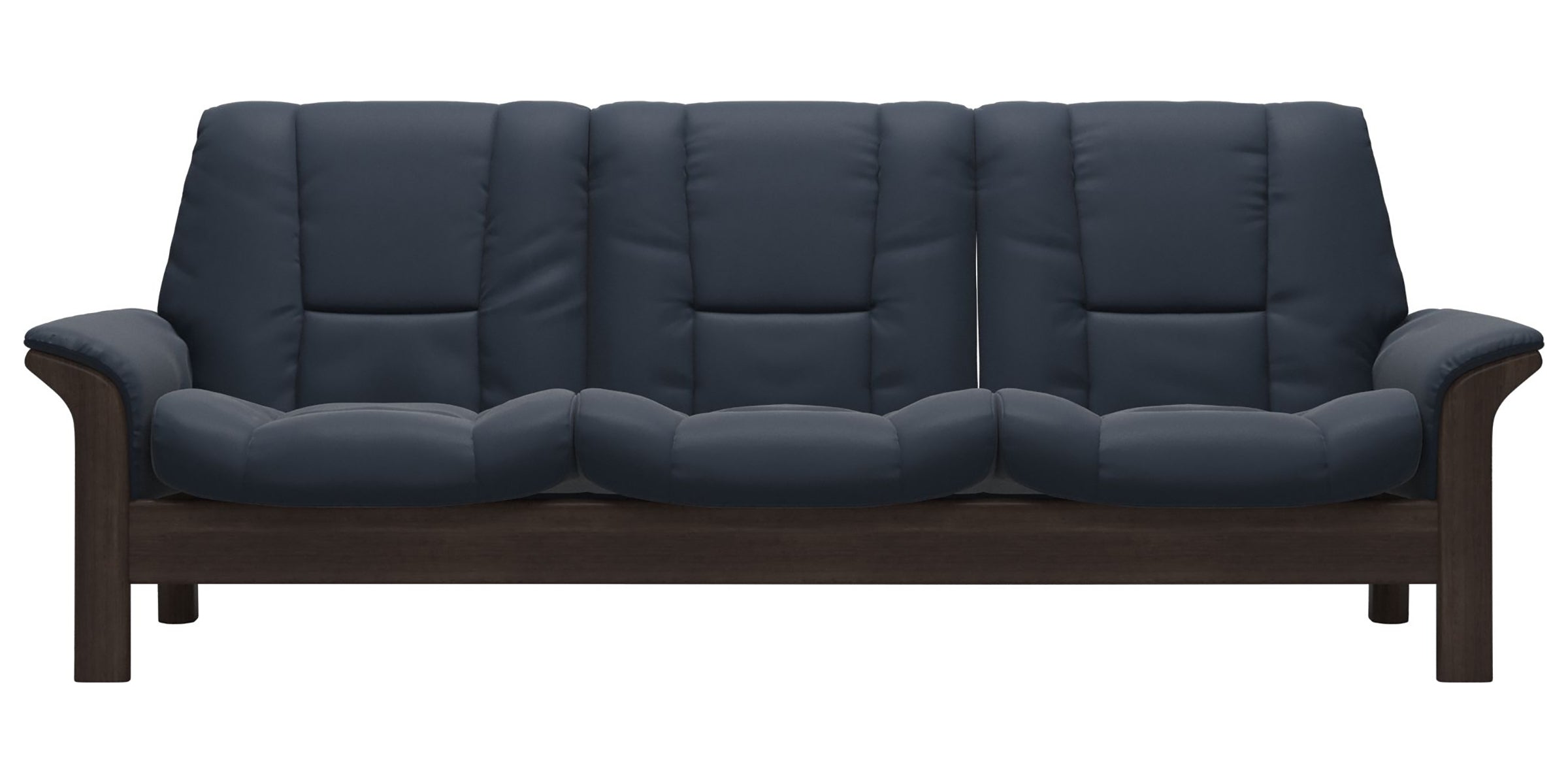 Paloma Leather Oxford Blue and Wenge Base | Stressless Buckingham 3-Seater Low Back Sofa | Valley Ridge Furniture