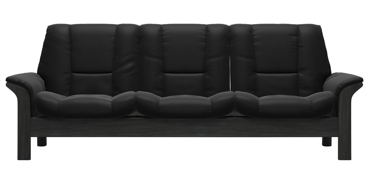 Paloma Leather Black and Grey Base | Stressless Buckingham 3-Seater Low Back Sofa | Valley Ridge Furniture