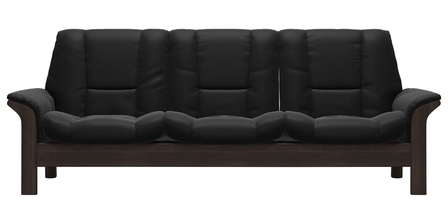 Paloma Leather Black and Wenge Base | Stressless Buckingham 3-Seater Low Back Sofa | Valley Ridge Furniture