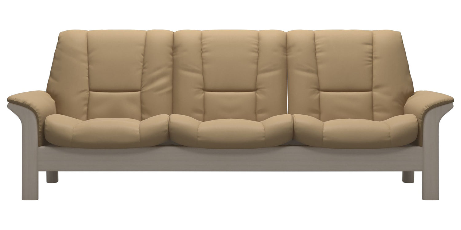 Paloma Leather Sand and Whitewash Base | Stressless Buckingham 3-Seater Low Back Sofa | Valley Ridge Furniture