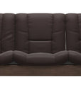Paloma Leather Chocolate and Walnut Base | Stressless Buckingham 3-Seater Low Back Sofa | Valley Ridge Furniture